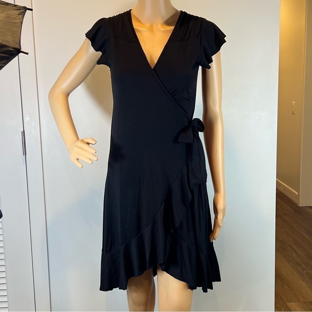 Soho Black Ruffled Wrap Dress - No Tags - Picture 4 of 7